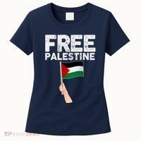 Distressed Free Palestine Waving Flag Women's T-Shirt thumb 0