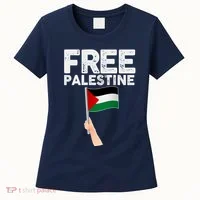 Distressed Free Palestine Waving Flag Women's T-Shirt thumb 0