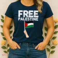 Distressed Free Palestine Waving Flag Women's T-Shirt thumb 2
