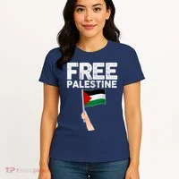 Distressed Free Palestine Waving Flag Women's T-Shirt thumb 4