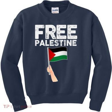 Distressed Free Palestine Waving Flag Kids Sweatshirt