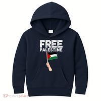 Distressed Free Palestine Waving Flag Kids Hoodie thumb 0
