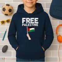 Distressed Free Palestine Waving Flag Kids Hoodie thumb 2