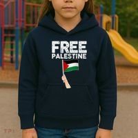 Distressed Free Palestine Waving Flag Kids Hoodie thumb 3