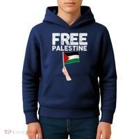 Distressed Free Palestine Waving Flag Kids Hoodie thumb 4