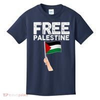 Distressed Free Palestine Waving Flag Kids T-Shirt thumb 0