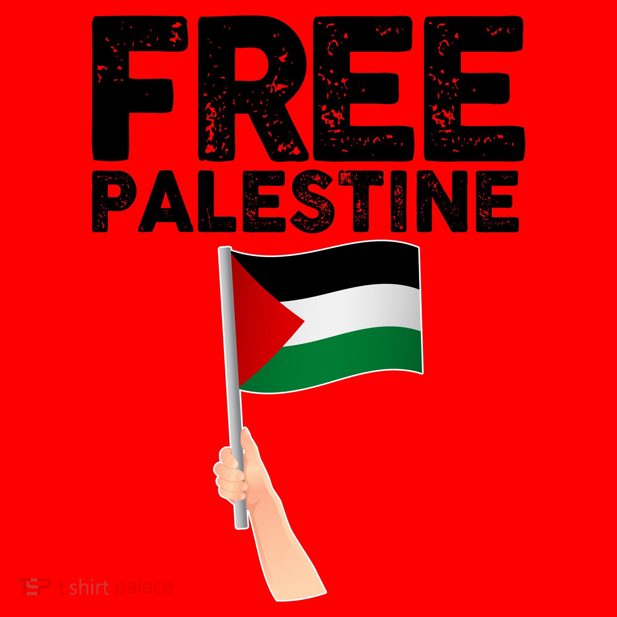 Distressed Free Palestine Waving Flag Santa Hat