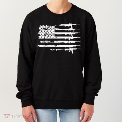 Distressed Gun Riffle US Flag Women's Sweatshirt