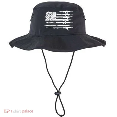 Distressed Gun Riffle US Flag Bucket Hat