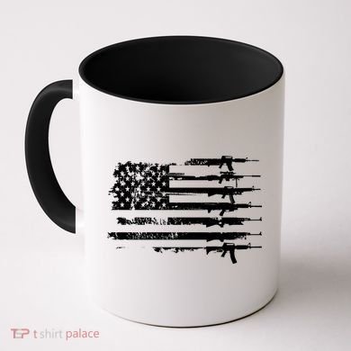 Distressed Gun Riffle US Flag Coffee Mug
