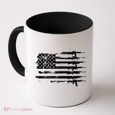 Distressed Gun Riffle US Flag Coffee Mug
