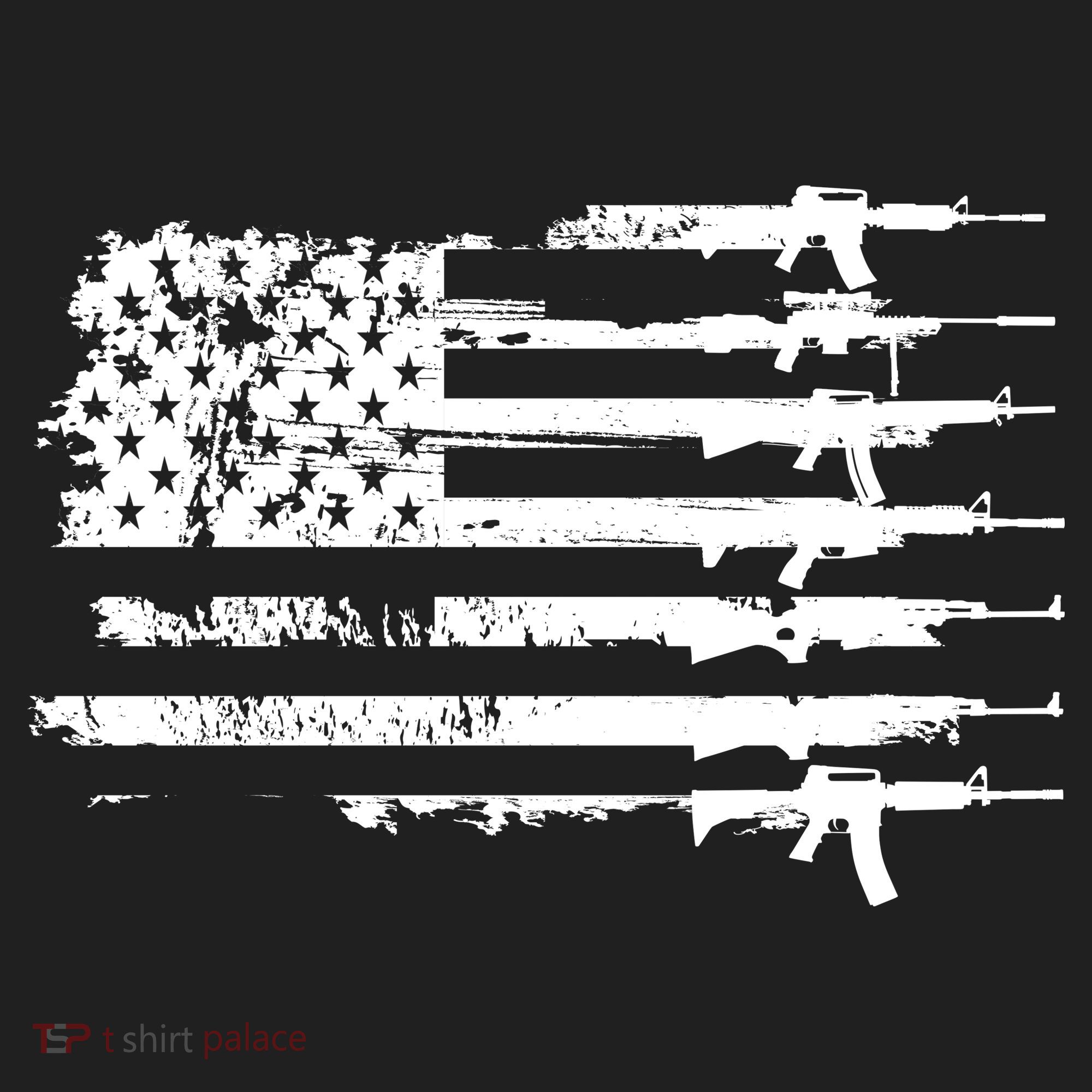 Distressed Gun Riffle US Flag Beanie