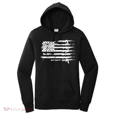 Distressed Gun Riffle US Flag Women's Hoodie