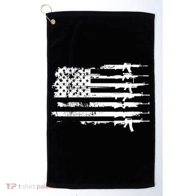 Distressed Gun Riffle US Flag Golf Towel