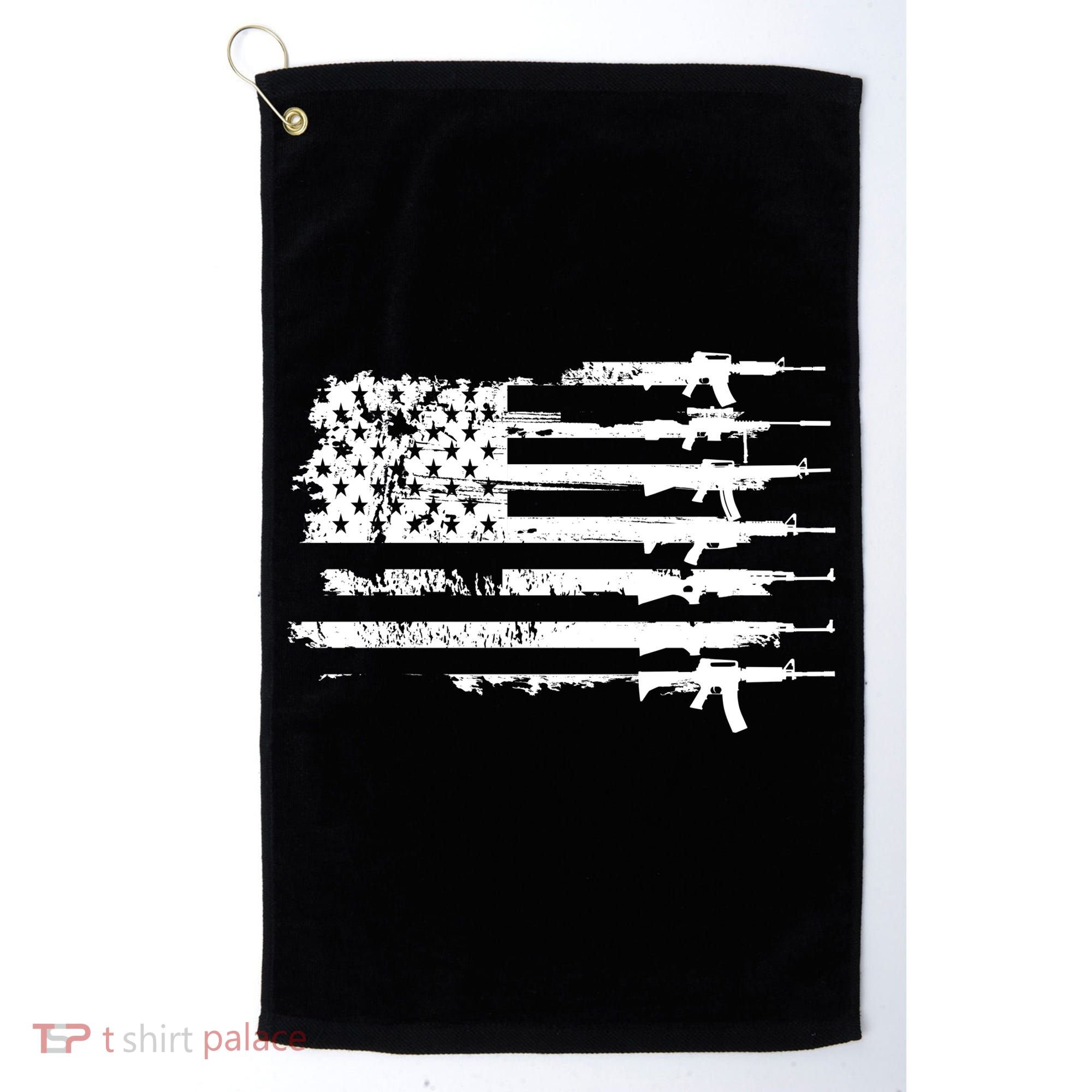 Distressed Gun Riffle US Flag Golf Towel