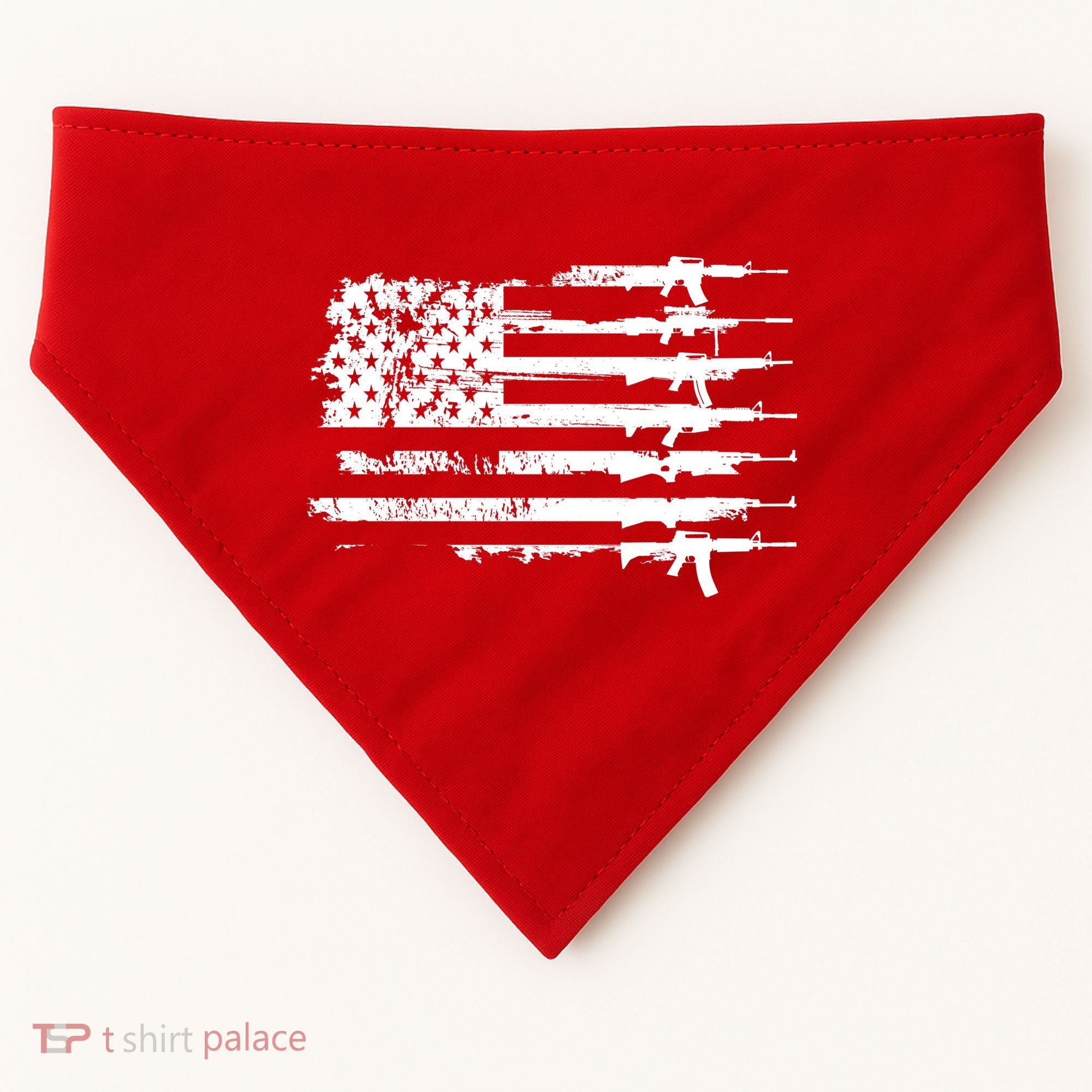 Distressed Gun Riffle US Flag USA-Made Doggie Bandana