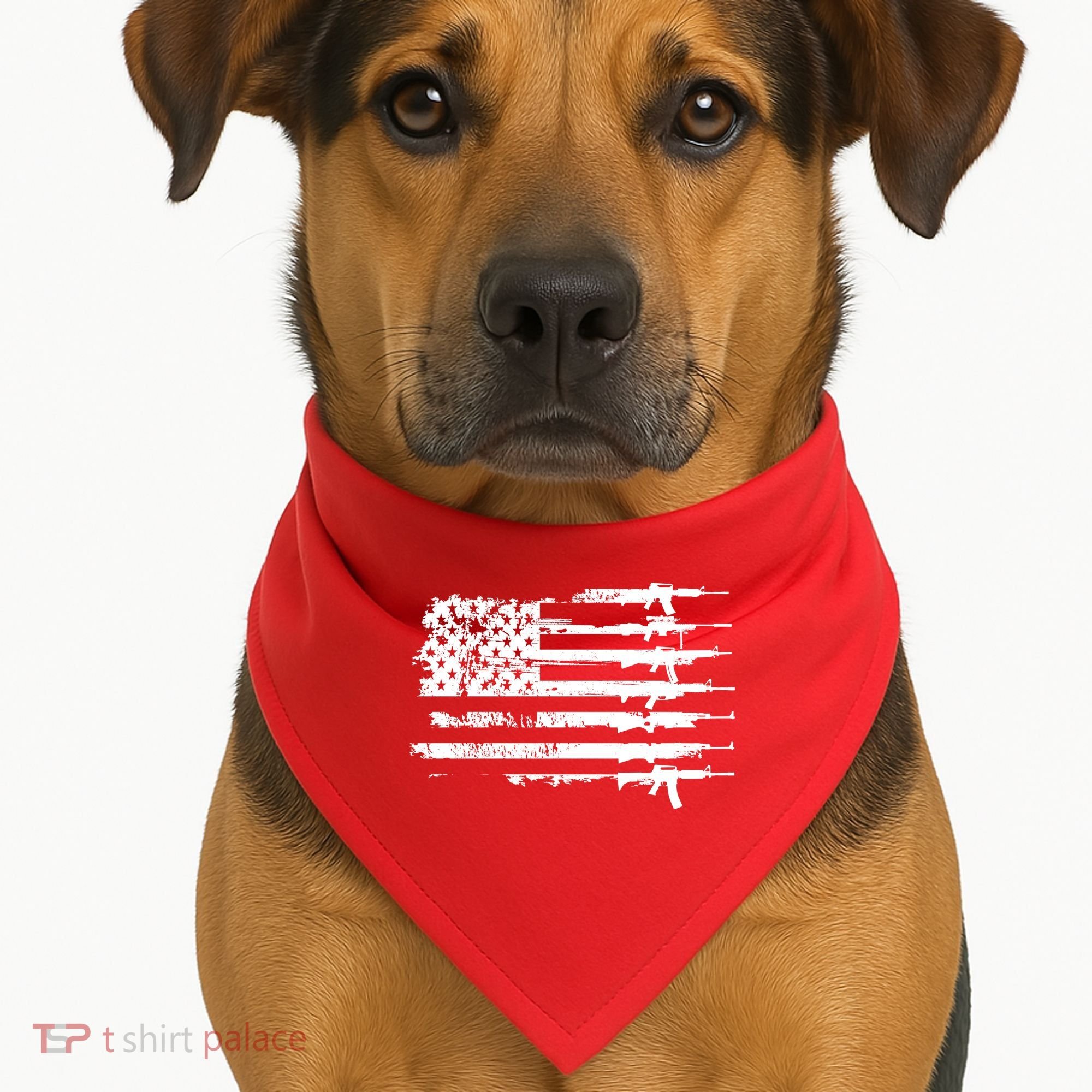 Distressed Gun Riffle US Flag USA-Made Doggie Bandana