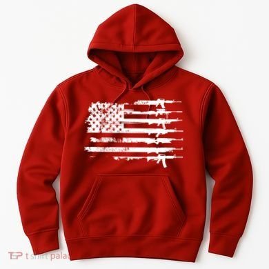Distressed Gun Riffle US Flag Hoodie
