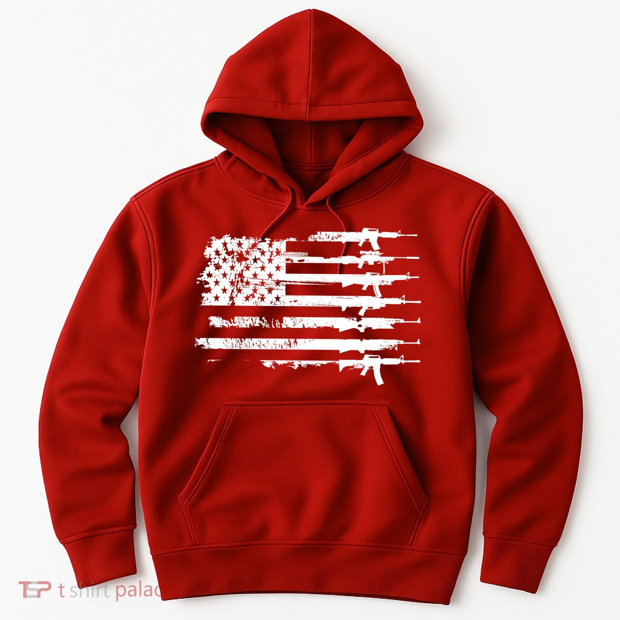 Distressed Gun Riffle US Flag Hoodie