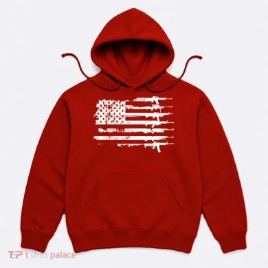 Distressed Gun Riffle US Flag Hoodie