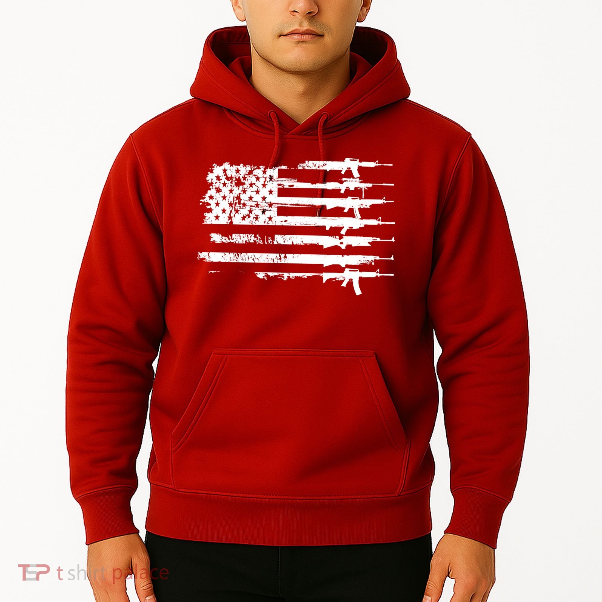 Distressed Gun Riffle US Flag Hoodie