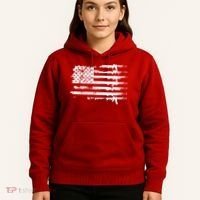 Distressed Gun Riffle US Flag Hoodie thumb 5