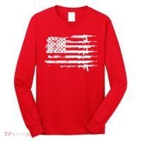 Distressed Gun Riffle US Flag Long Sleeve Shirt thumb 0