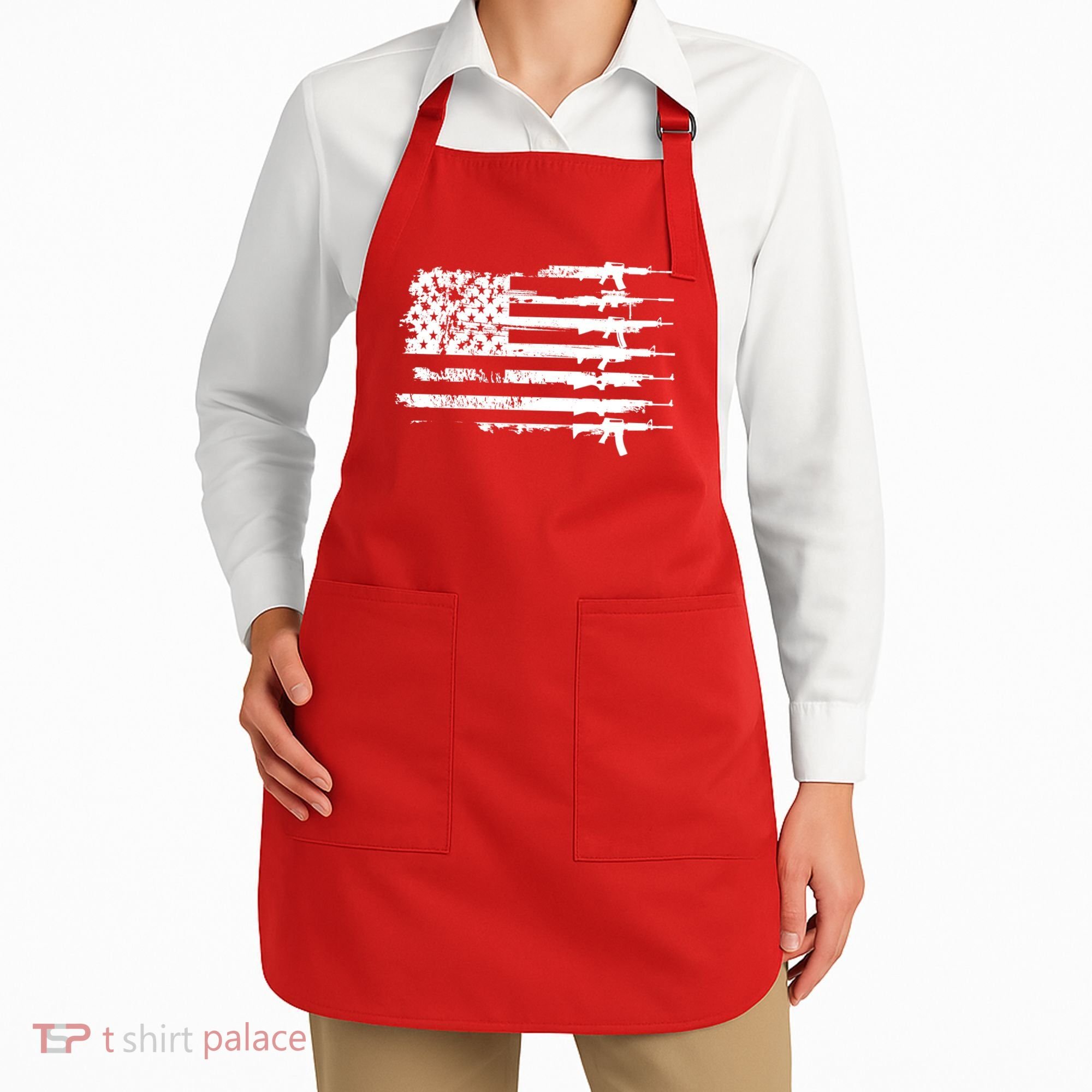 Distressed Gun Riffle US Flag Apron