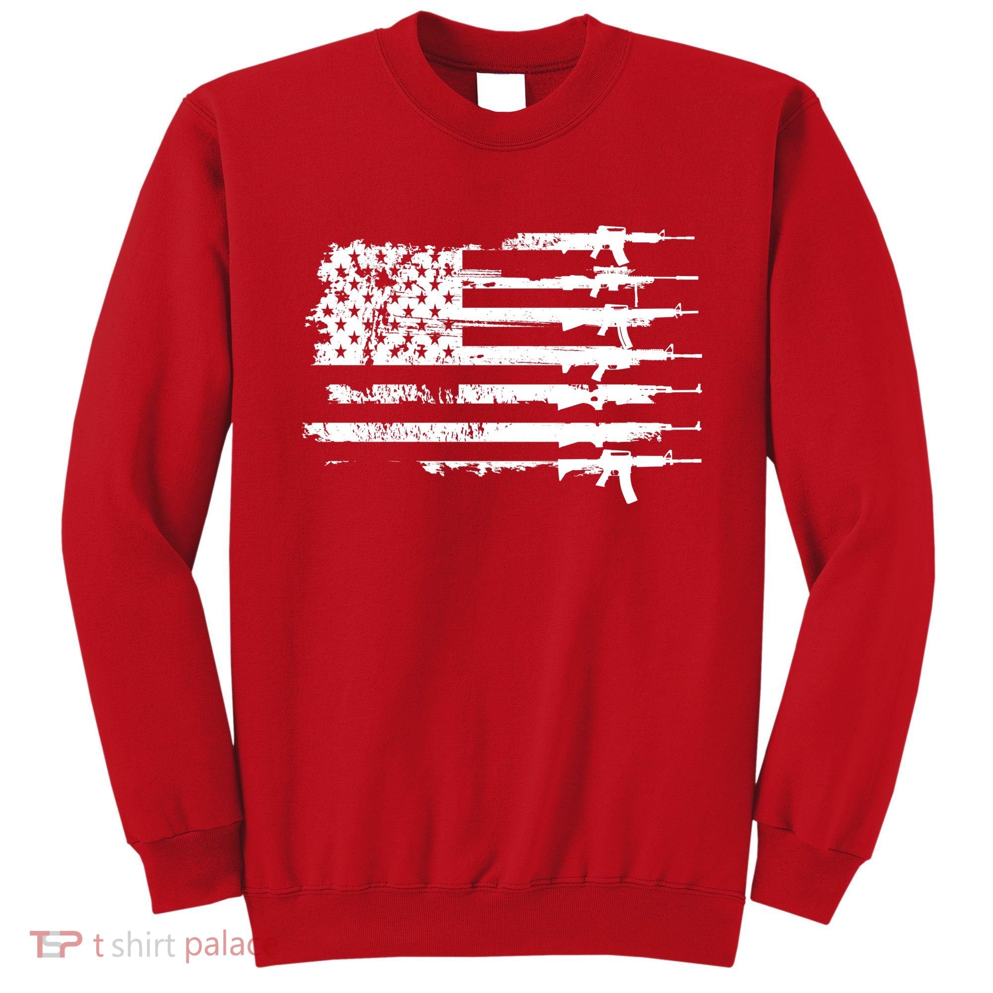 Distressed Gun Riffle US Flag Sweatshirt