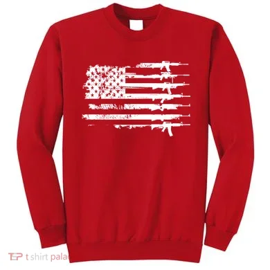 Distressed Gun Riffle US Flag Sweatshirt