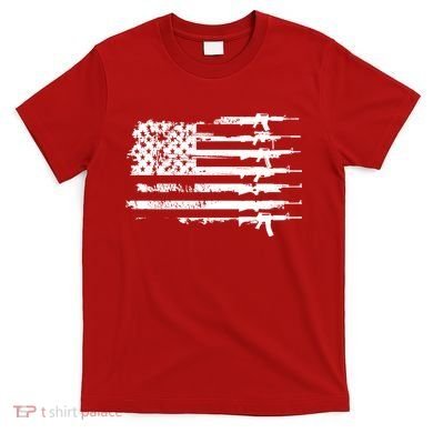 Distressed Gun Riffle US Flag T-Shirt