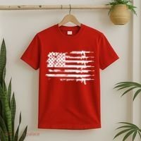 Distressed Gun Riffle US Flag T-Shirt thumb 2