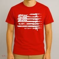 Distressed Gun Riffle US Flag T-Shirt thumb 3