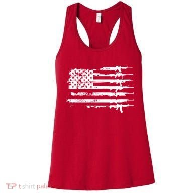 Distressed Gun Riffle US Flag Women's Tank Top