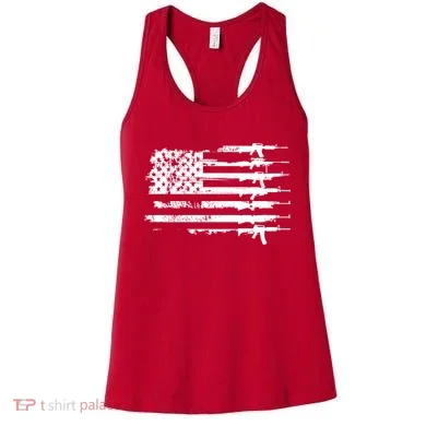 Distressed Gun Riffle US Flag Women's Tank Top