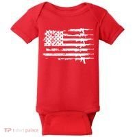 Distressed Gun Riffle US Flag Baby Bodysuit thumb 0