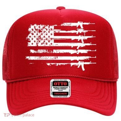 Distressed Gun Riffle US Flag Hat