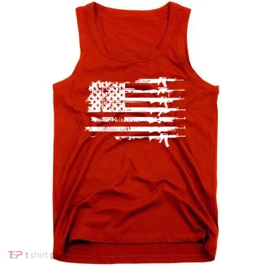 Distressed Gun Riffle US Flag Tank Top
