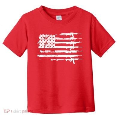 Distressed Gun Riffle US Flag Toddler T-Shirt