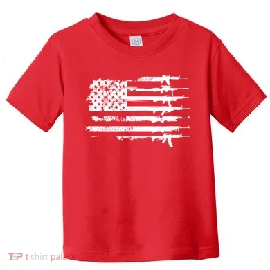 Distressed Gun Riffle US Flag Toddler T-Shirt