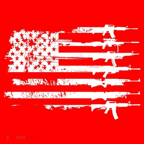 Distressed Gun Riffle US Flag Women's Long Sleeve Shirt