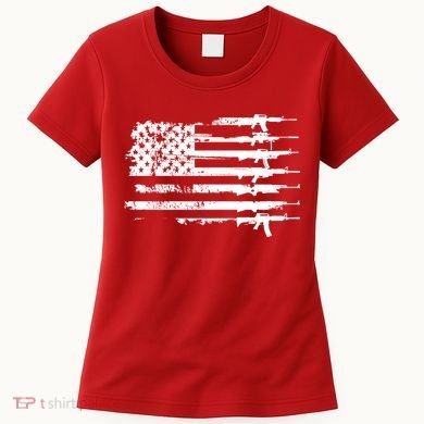 Distressed Gun Riffle US Flag Women's T-Shirt