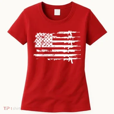 Distressed Gun Riffle US Flag Women's T-Shirt