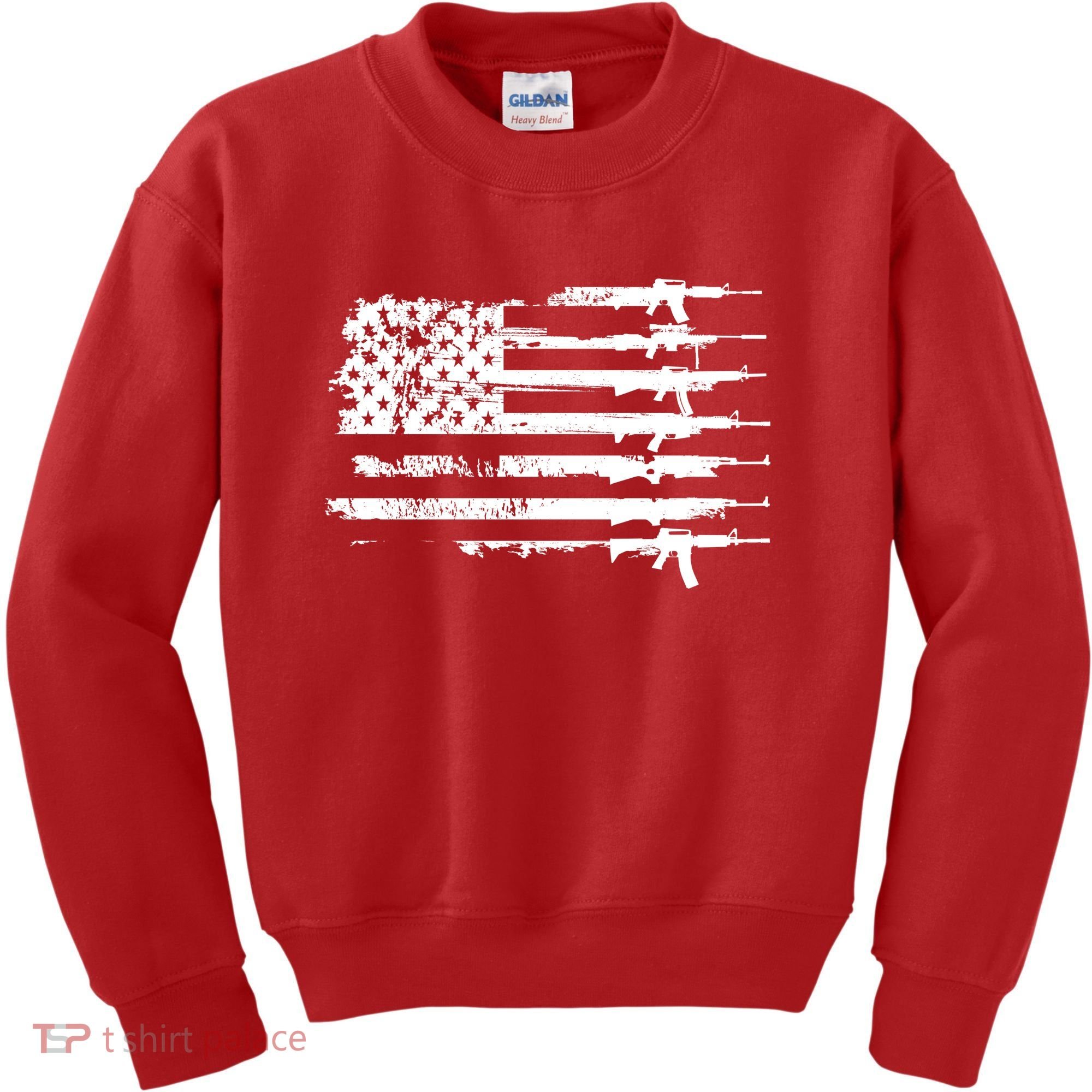 Distressed Gun Riffle US Flag Kids Sweatshirt