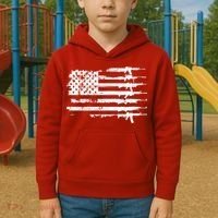 Distressed Gun Riffle US Flag Kids Hoodie thumb 2