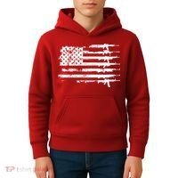 Distressed Gun Riffle US Flag Kids Hoodie thumb 4
