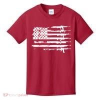 Distressed Gun Riffle US Flag Kids T-Shirt thumb 0