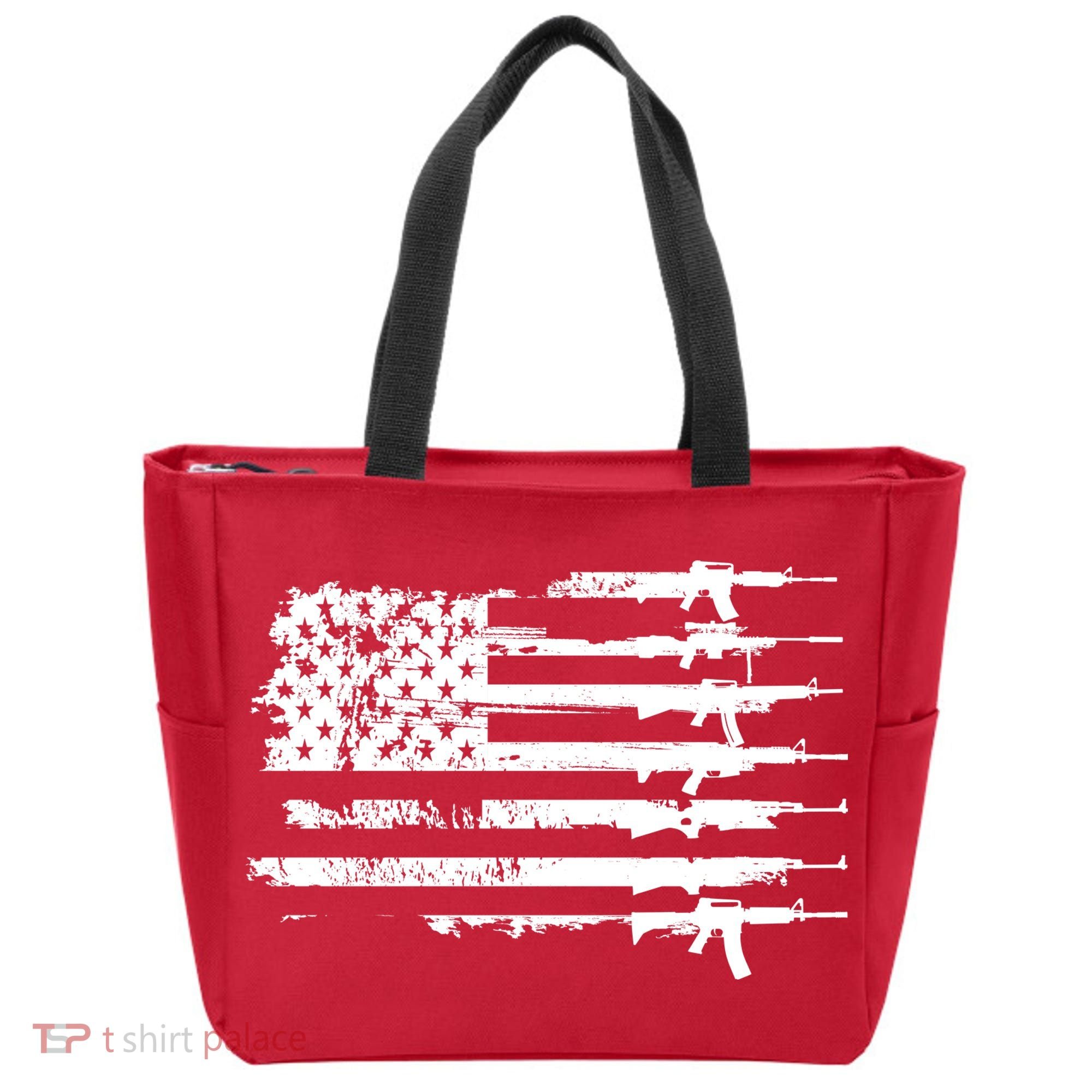 Distressed Gun Riffle US Flag Tote Bag