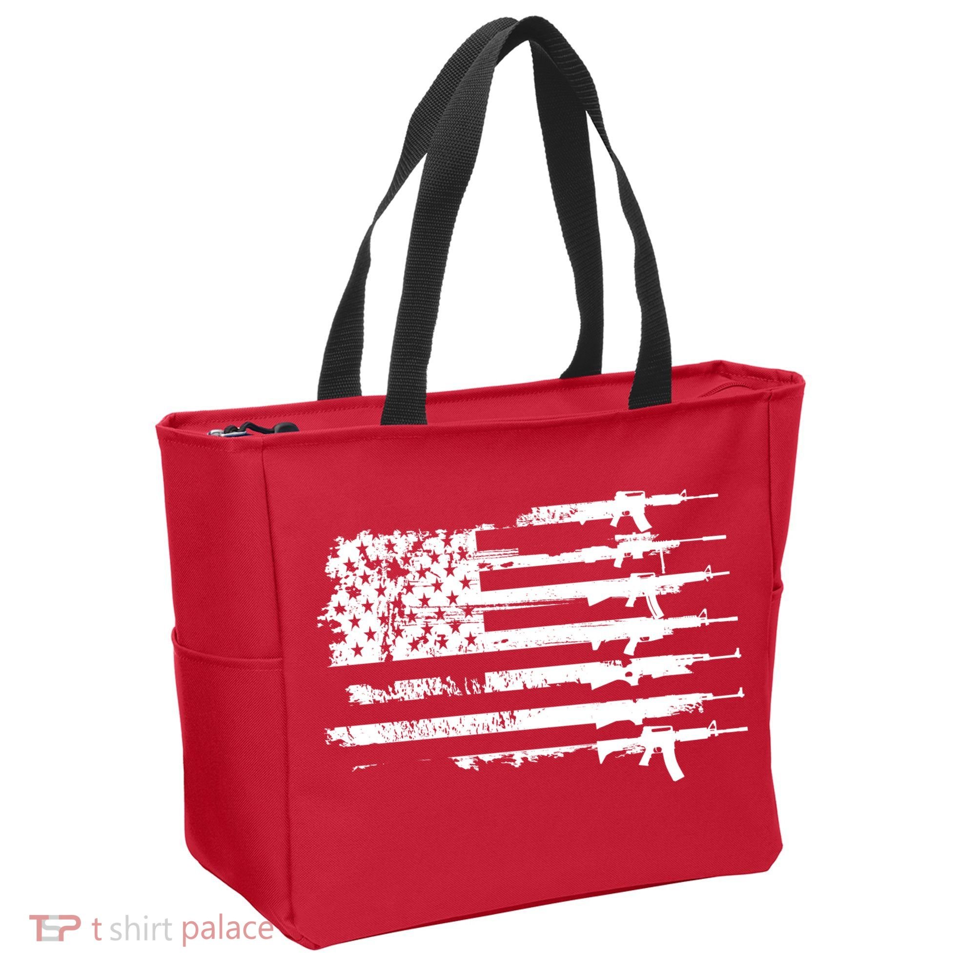 Distressed Gun Riffle US Flag Tote Bag