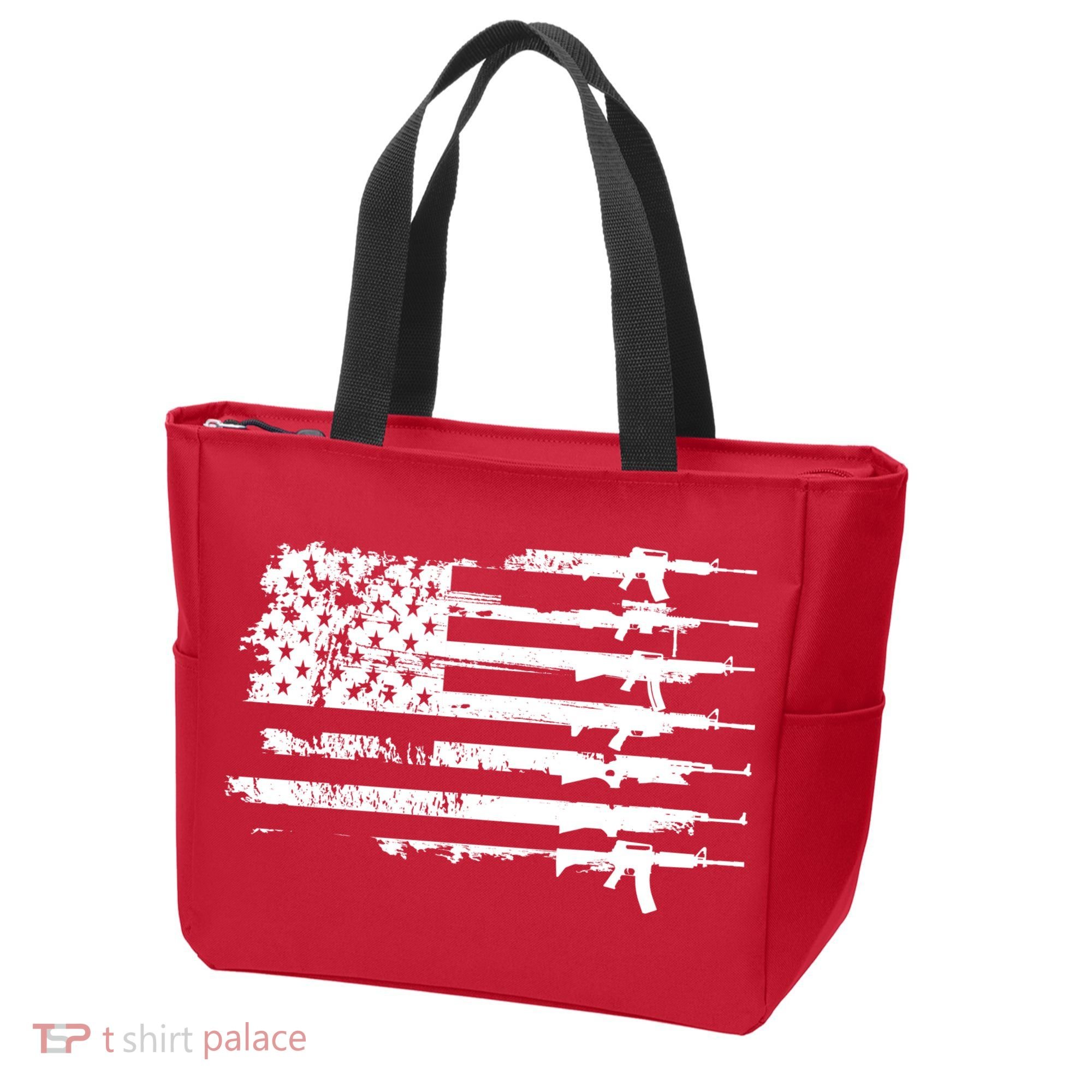 Distressed Gun Riffle US Flag Tote Bag